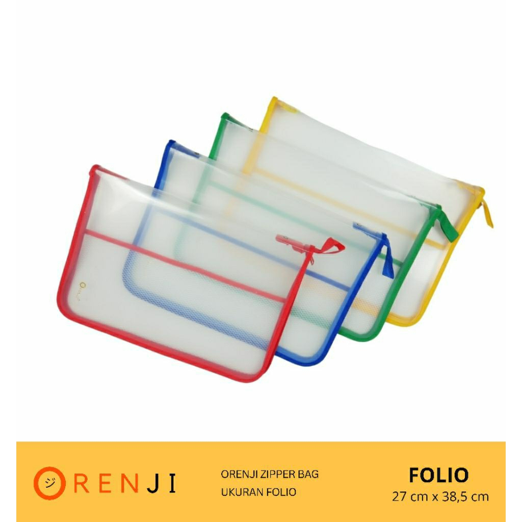 

Zipper Bag Folio Orenji - Tempat untuk Dokumen dan Kertas Merek Orenji Warna Merah Biru Hijau Kuning