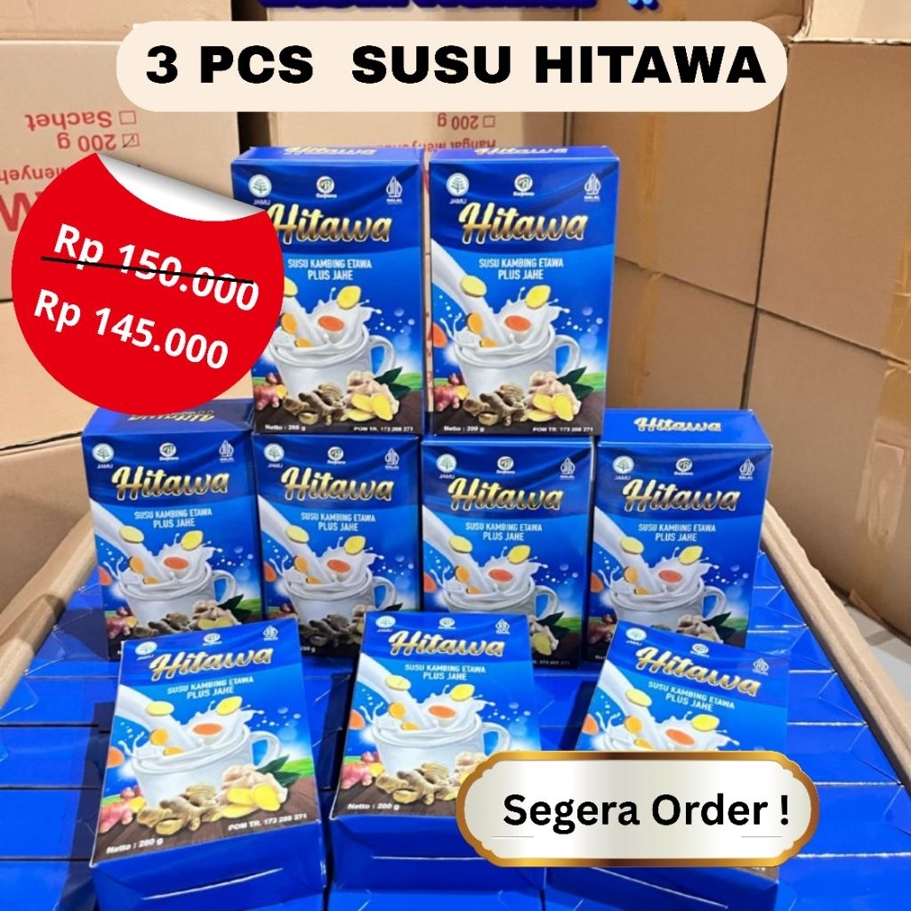 

3 Box Susu Hitawa | Susu Kambing Etawa Jahe Kunyit Temulawak | Susu untuk Rematik, Nyeri Sendi dan Pegal Linu