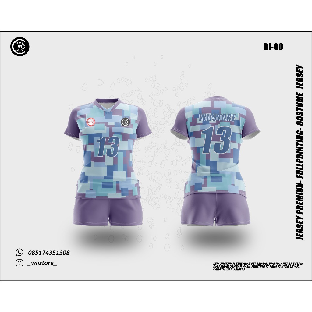 Jersey Voli Wanita Cewek Full Printing
