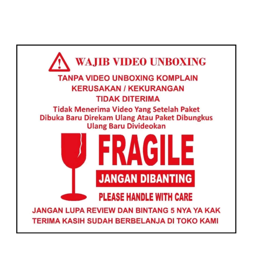 

STIKER VIDEO FRAGILE UNBOXING GEN2 ISI 100 PCS FW