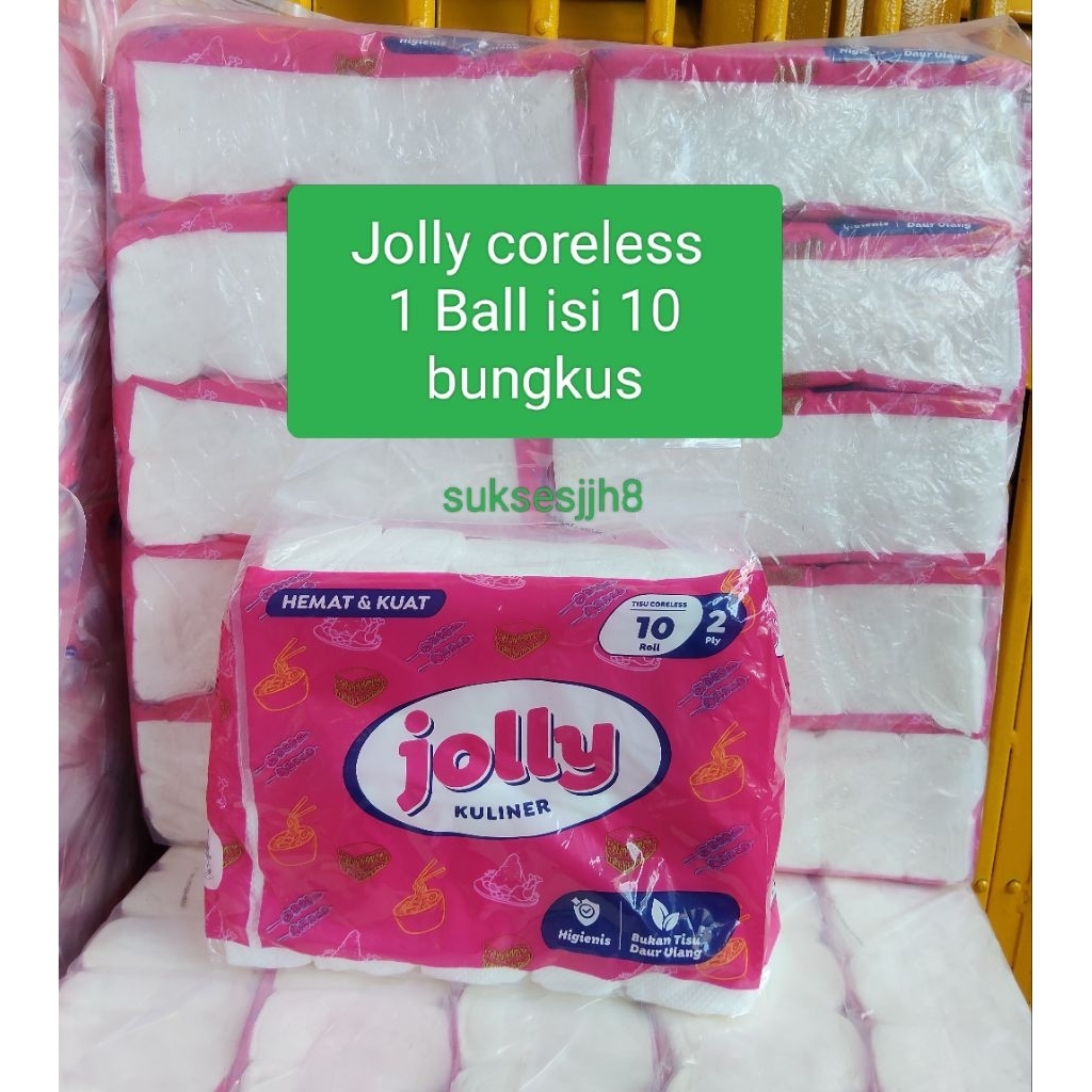 Tissue Jolly coreless 1 ball isi 10 bungkus /Tisu gulung coreless 1 ball isi 10 pack/Tisu coreless j