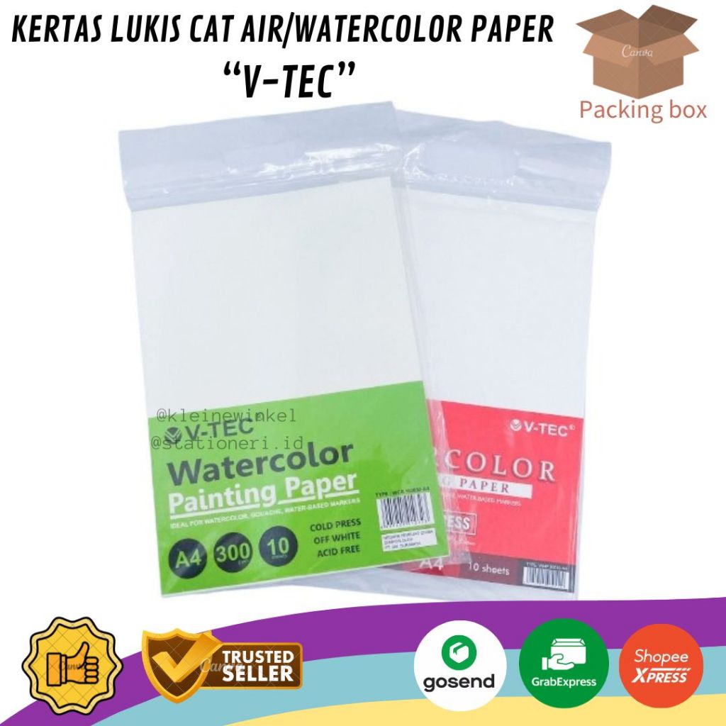 

V-tec Watercolor Painting Paper A4 / Kertas Lukis Cat Air / Cat Akrilik isi 10 lembar [ 1 PACK ]