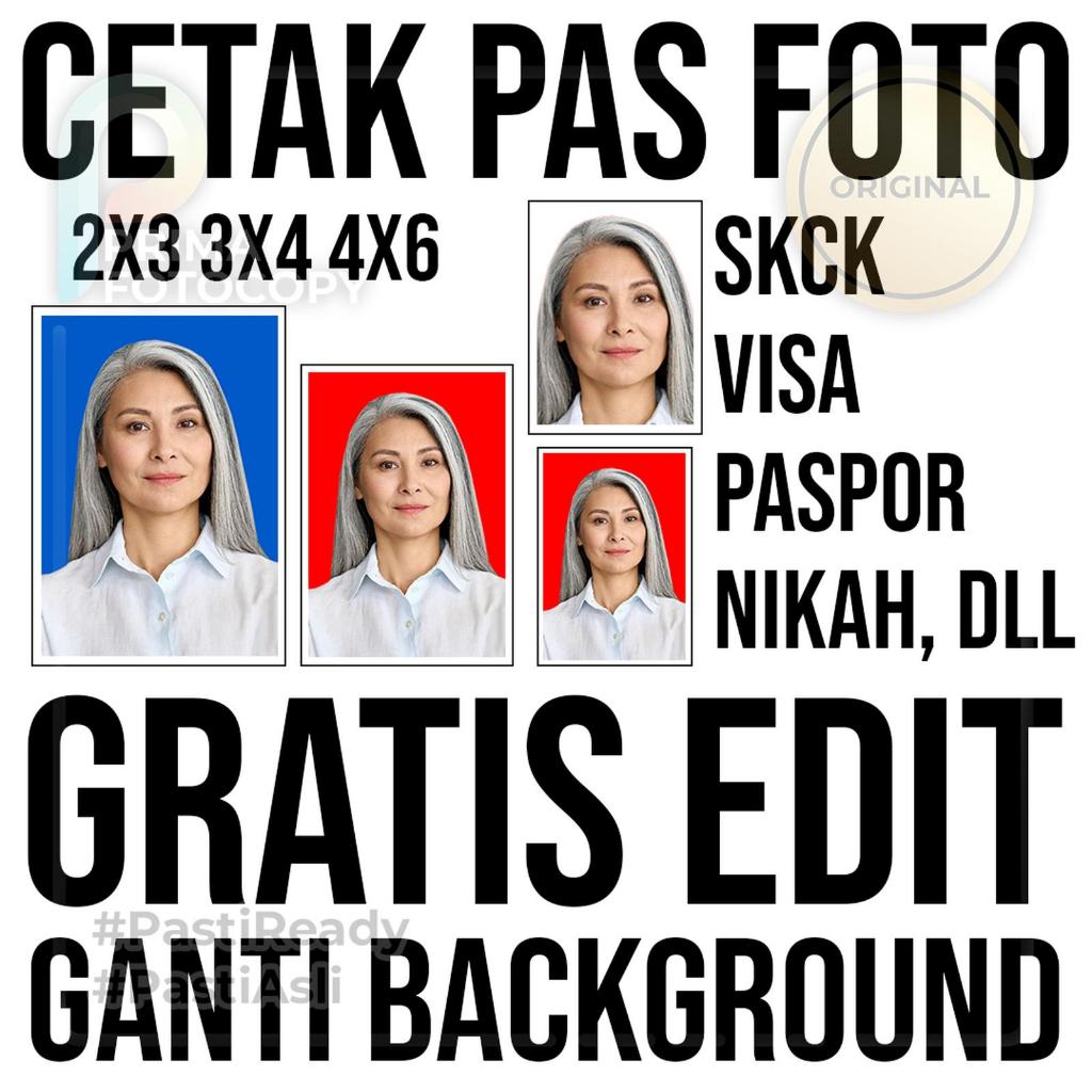 

Cetak Pas Foto 2x3 3x4 4x6 DOFF Kulit Jeruk GLOSSY GANTI BACKGROUND