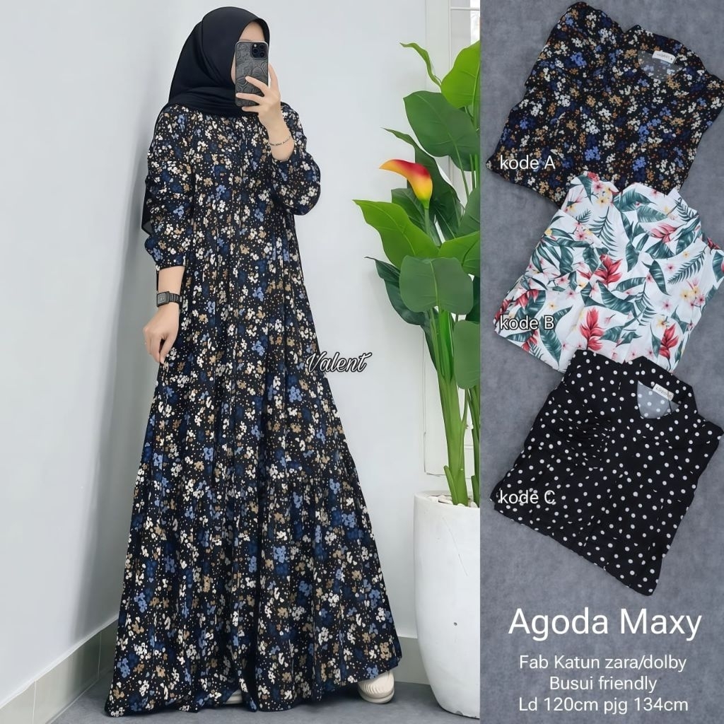 GAMIS MOTIF TERBARU AGODA MAXY BY VALENT ORIGINAL BEST SELLER TERBARU