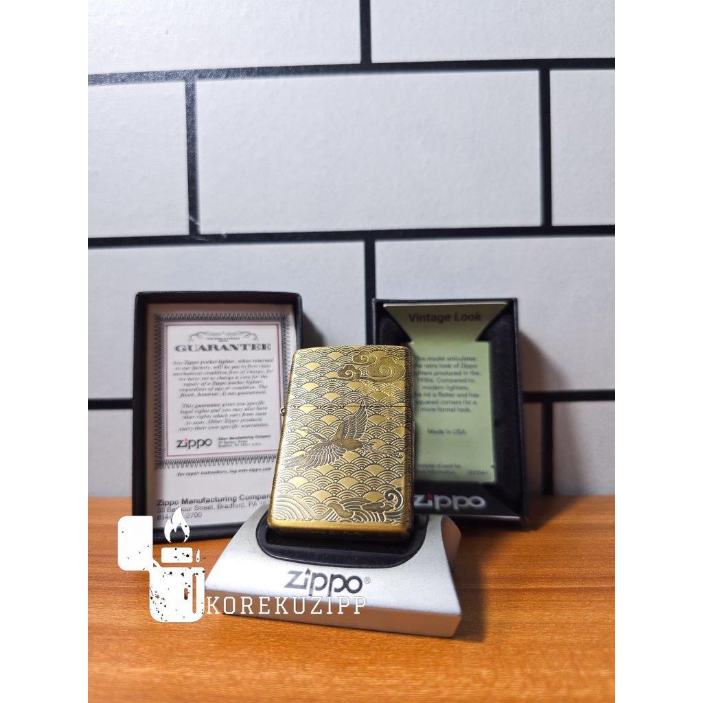 ZIPPO JAPANESE BIRD VINTAGE LOOK PING SOUND WITH SEAL ORANGE