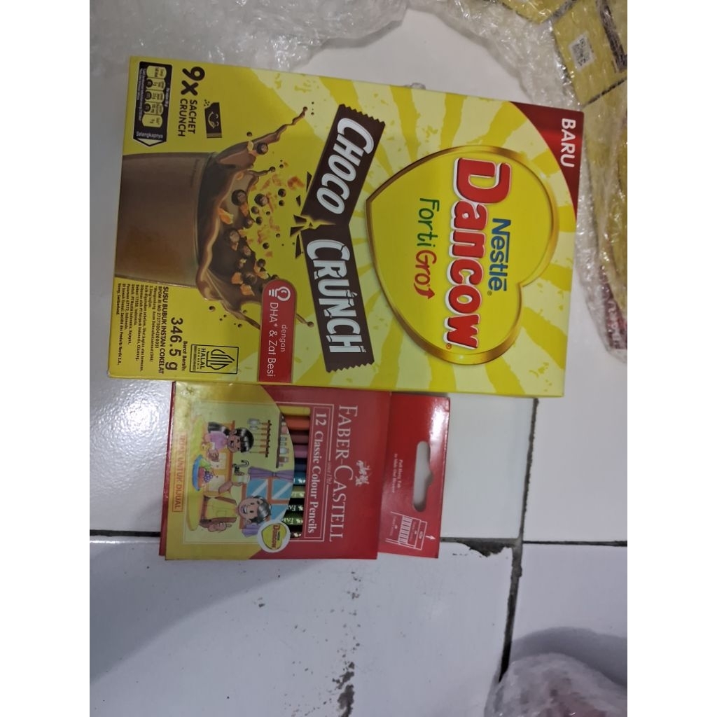 

dancow fortigo choco crunch free pensil warna faber castel.. siap kirim dihri yg sama tdk perlu nunggu lama .. 24 jam dikirim pkai instant
