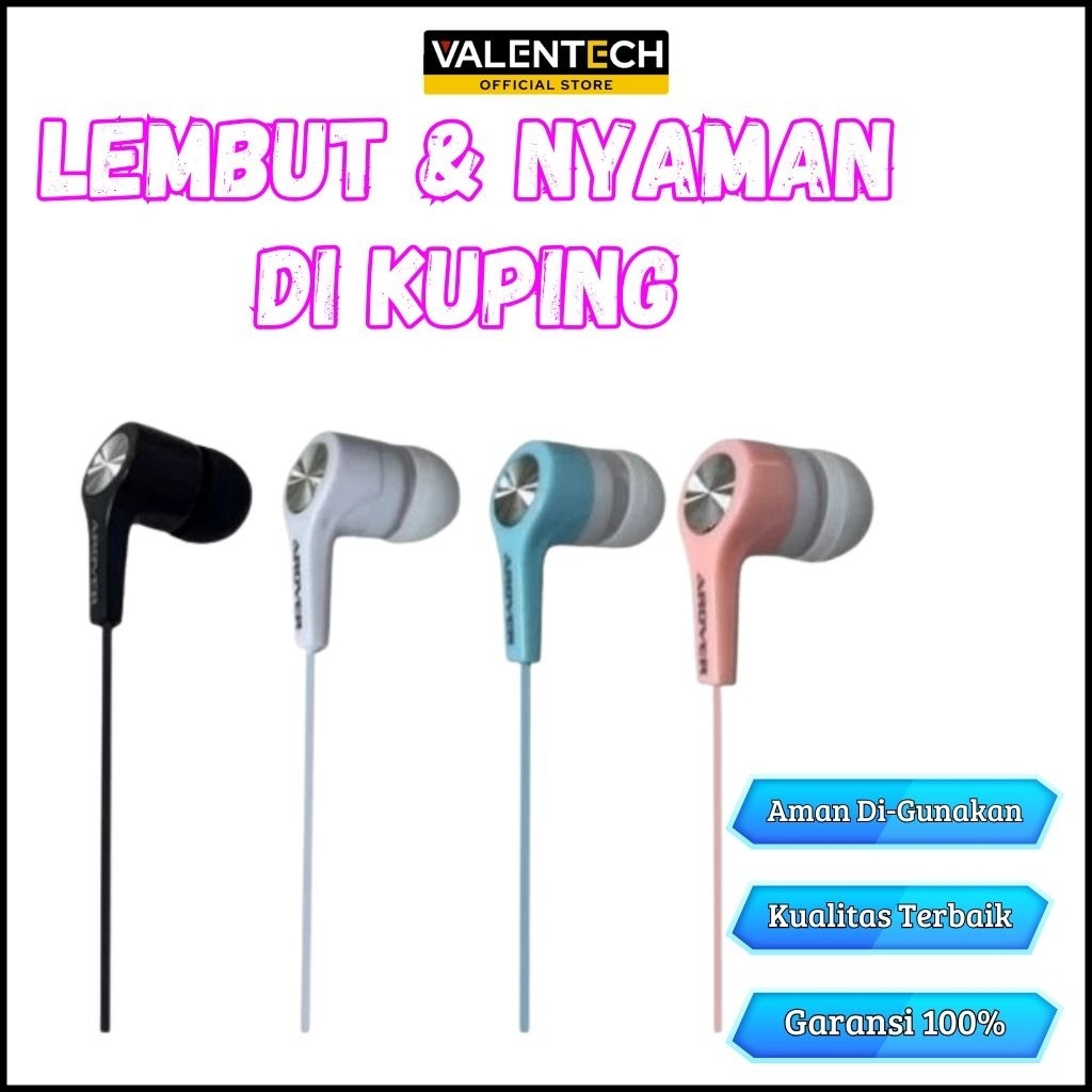 Valentech Headset Warna Macaron Earphone Mic Earbuds