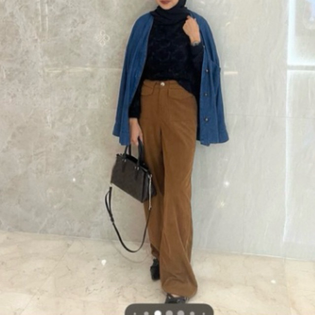 Nimue Pants Brown This is April x Enzy Storia Celana Panjang Wanita Corduroy