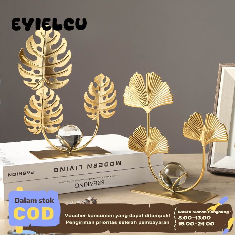 Eyre Ornamen daun kura-kura punggung kura-kura mewah ringan ornamen bola kristal ornamen logam pintu