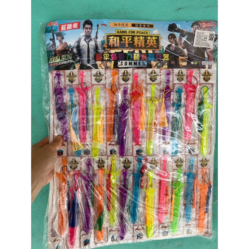 Mainan anak pedang mainan transparan pedang kata murah isi 24 warna warni mainan anak