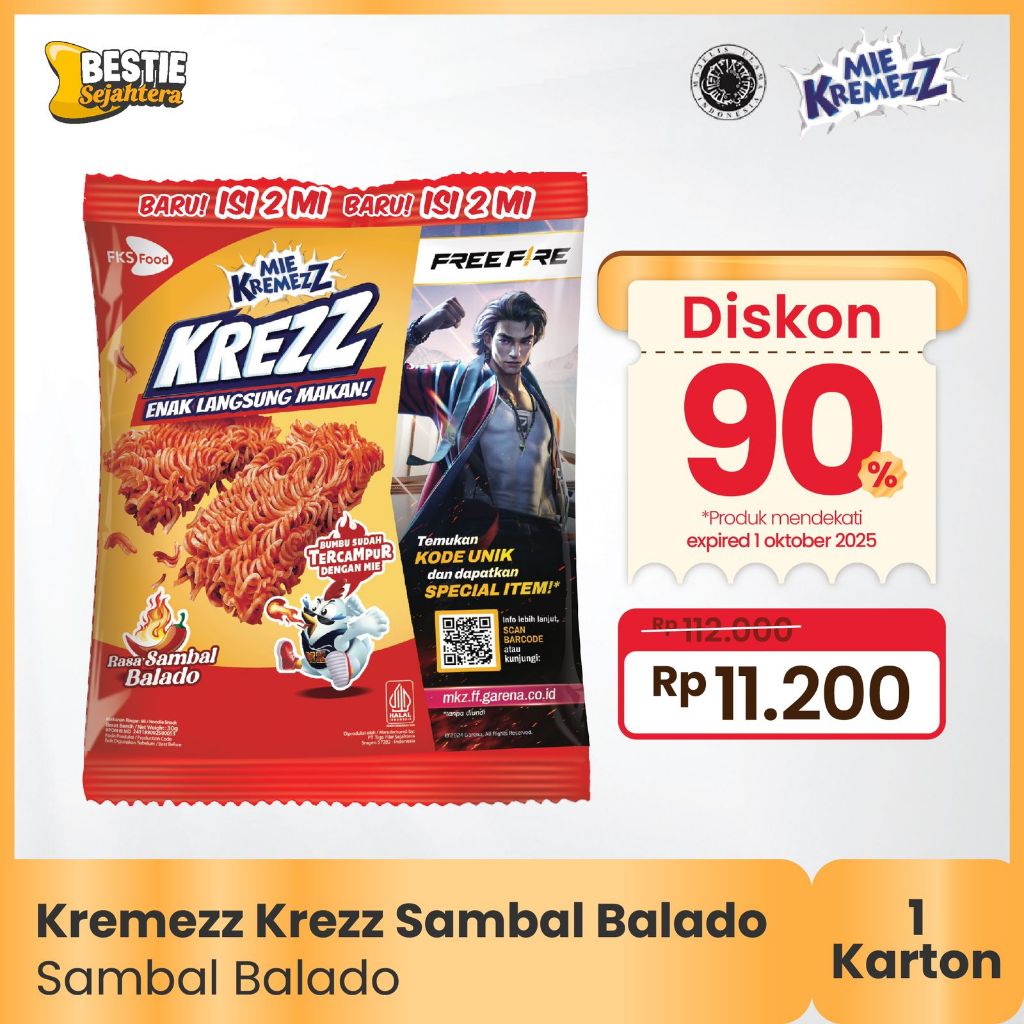 

Flash Sale-Mie Kremezz Krezz - Sambal Balado- 1 karton