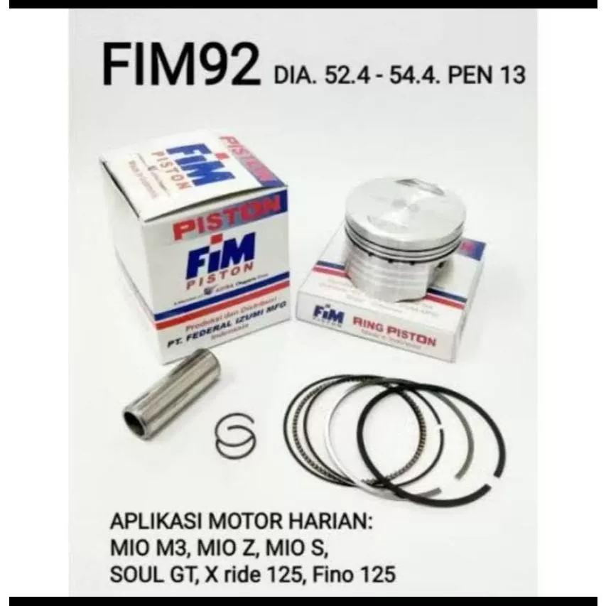 Piston FIM Yamaha Mio M3 Mio S Mio Z Mio Soul GT Fino 125 X Ride 125 FIM92 FIM 92