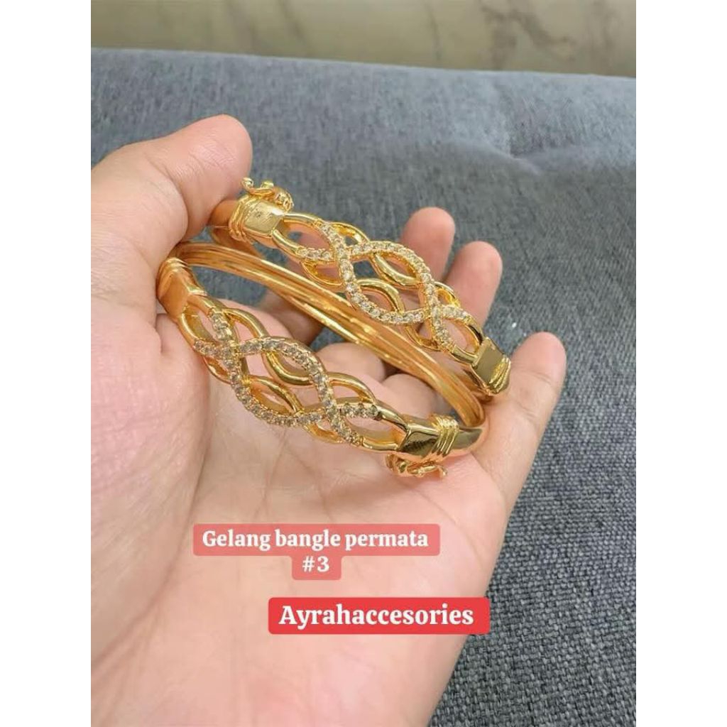 Gelang Bangle permata lapisan emas 24 k