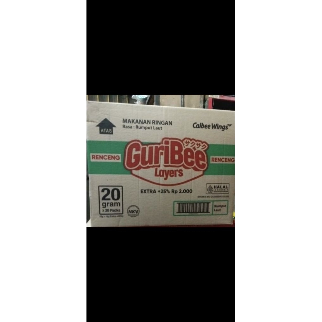 

Guribee Rumput Laut rencengan 1 karton isi 30 pcs