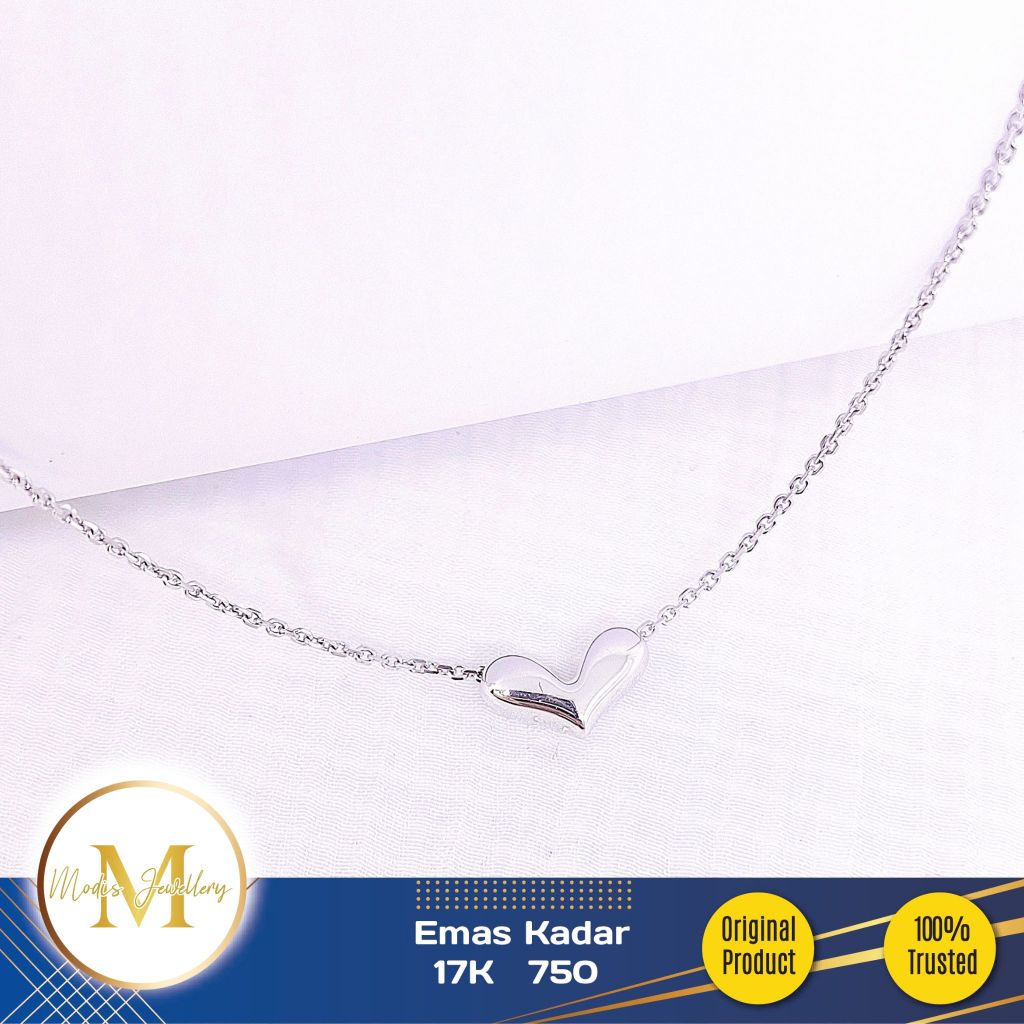 MODIS JEWELLERY - Kalung Fashion Love Putih - Emas 17k  750