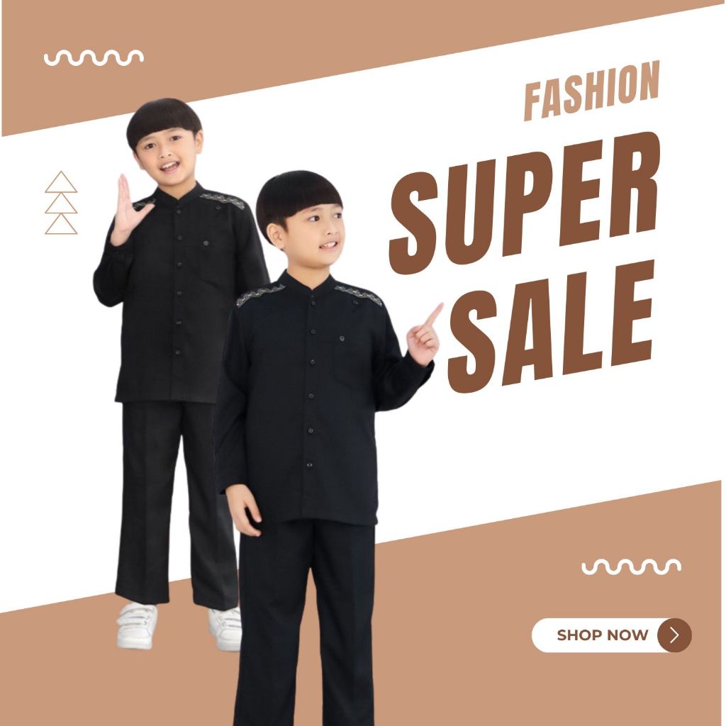 Set Koko Anak Lengan Panjang  ETHICA KAHFI KIDS 241 BLACK MAMBA