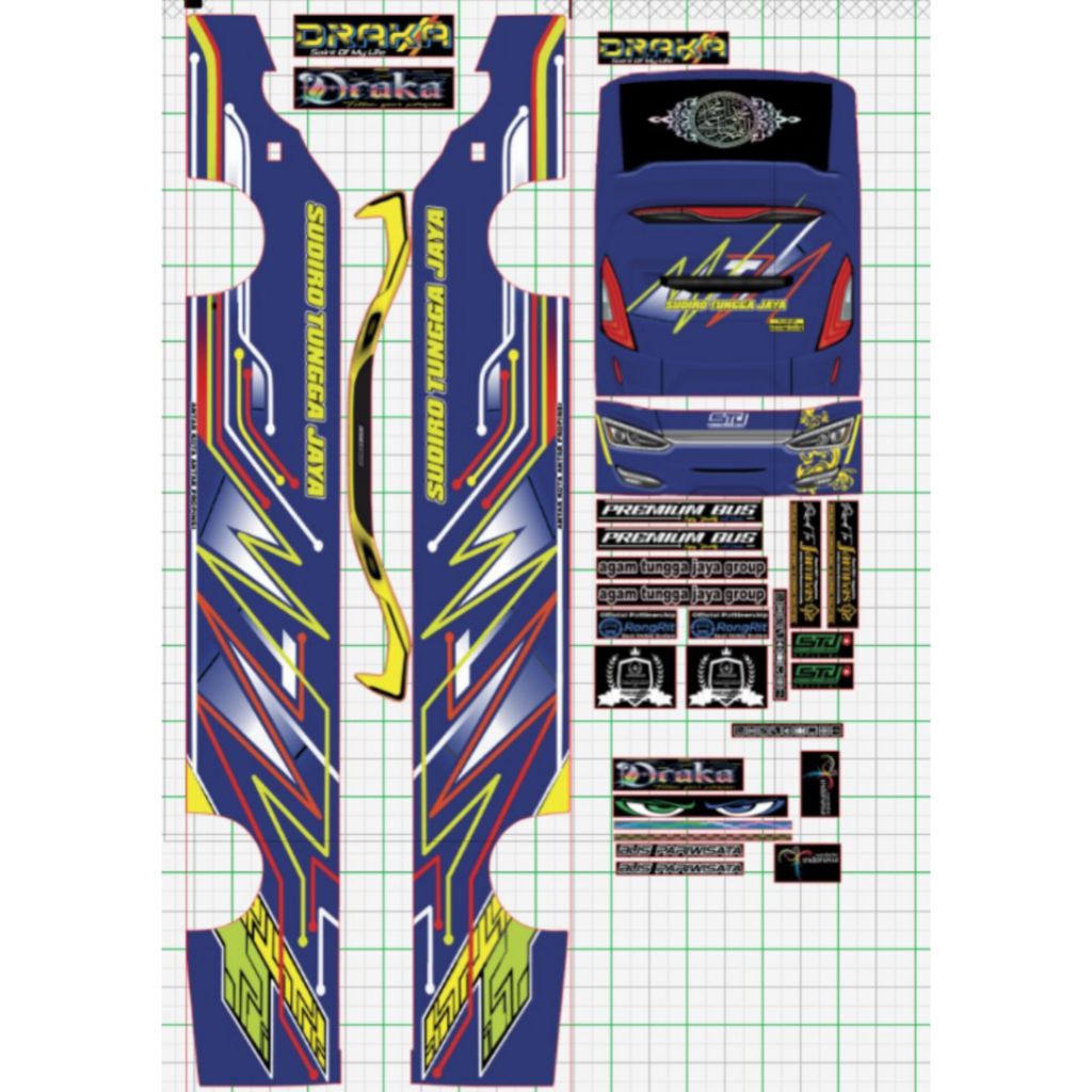 Draka Po Sudiro Tungga Jaya | sticker miniatur Bus | stiker livery bis mainan | stiker livery miniat