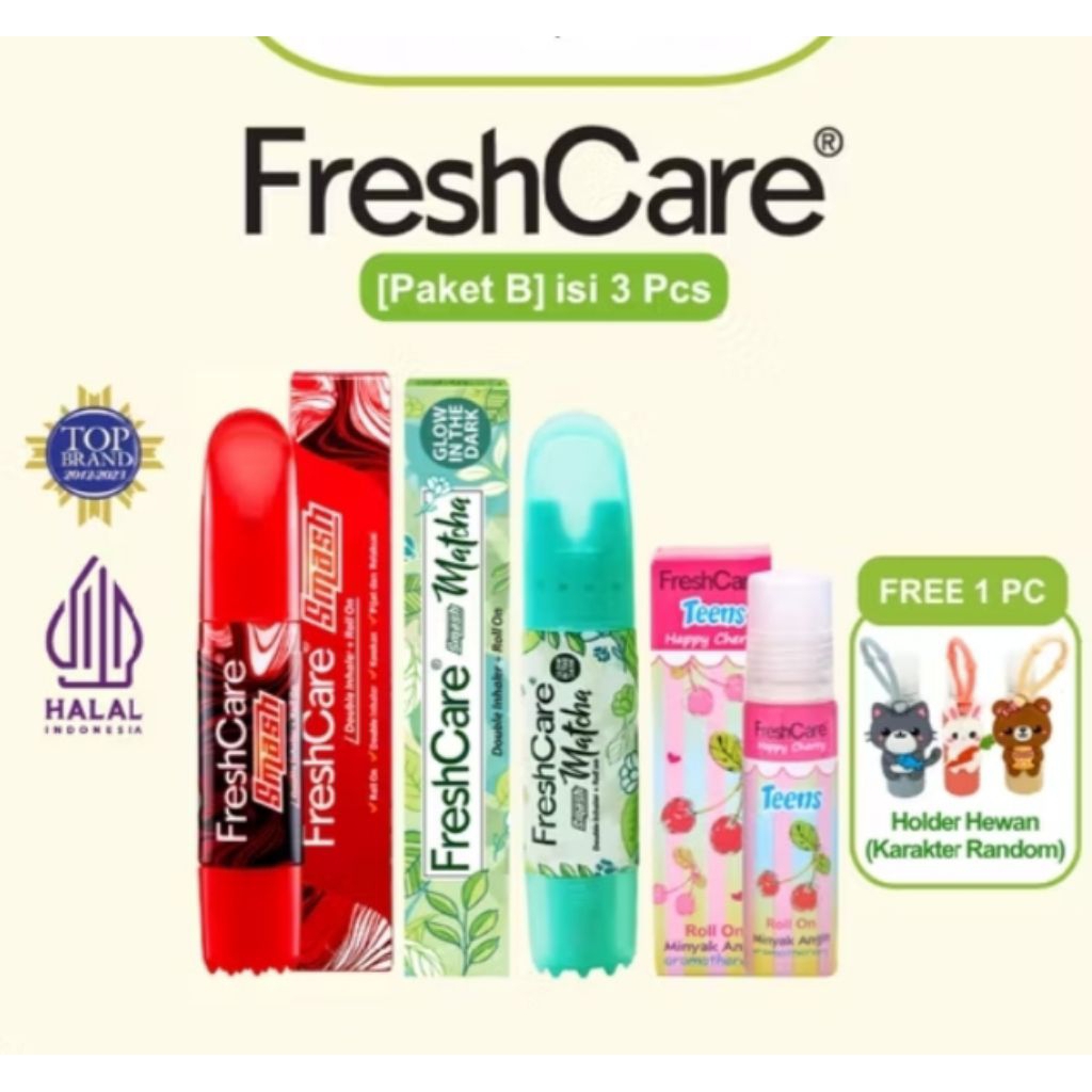 PAKET FRESHCARE INHALER & TEENS ROLL ON (FREE HOLDER KARAKTER)
