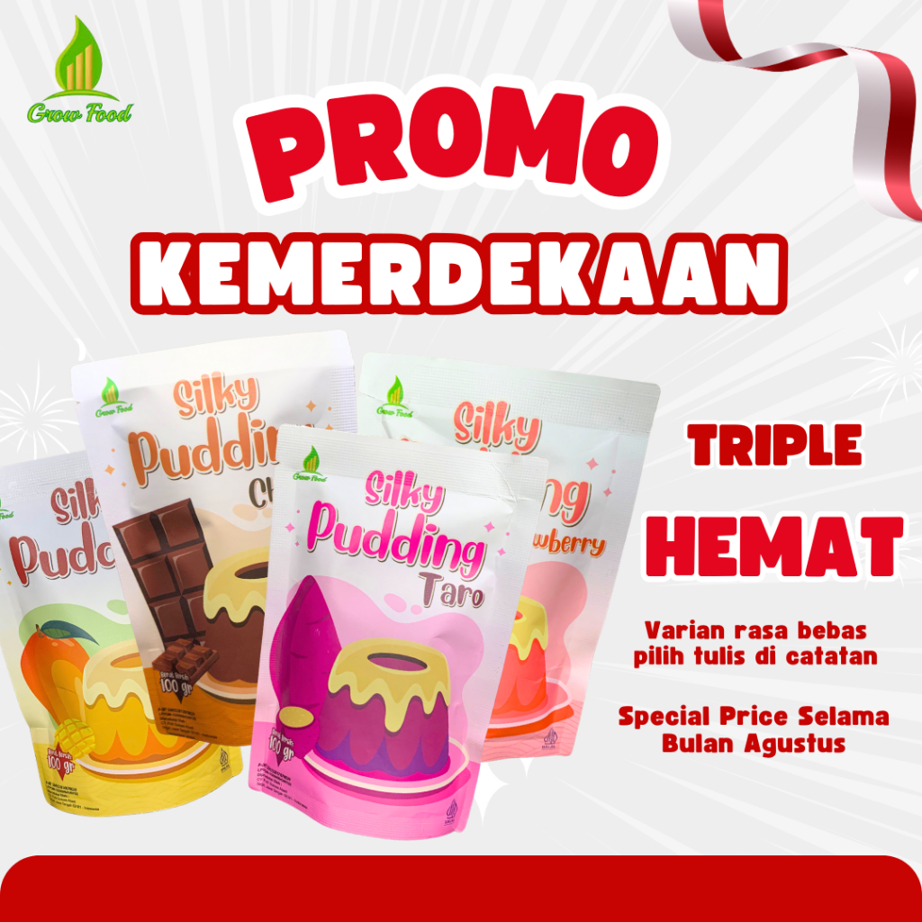 

PAKET 4 HEMAT Grow Food Silky Puding Balita 100gr | Camilan agar-agar Balita 4 PCS