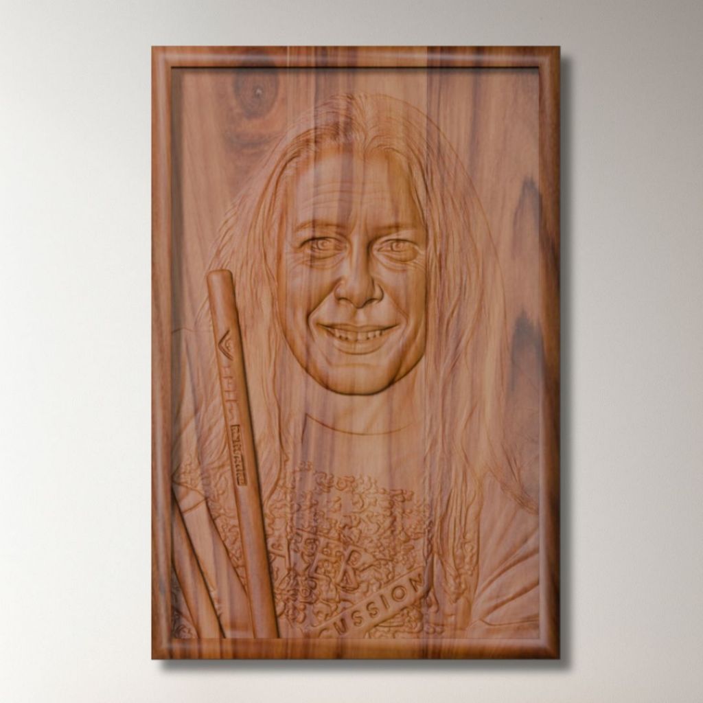 Ukiran Kayu Mike Mangini CNC – Hiasan Dinding Dream Theater | Dekorasi Kayu Seni Ukir Drummer Progre