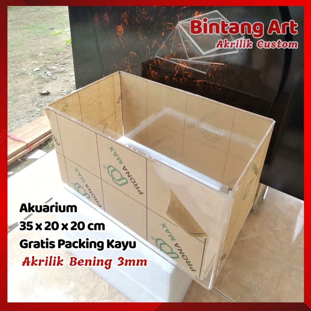 Akuarium Akrilik Bening 35 x 20 x 20 cm