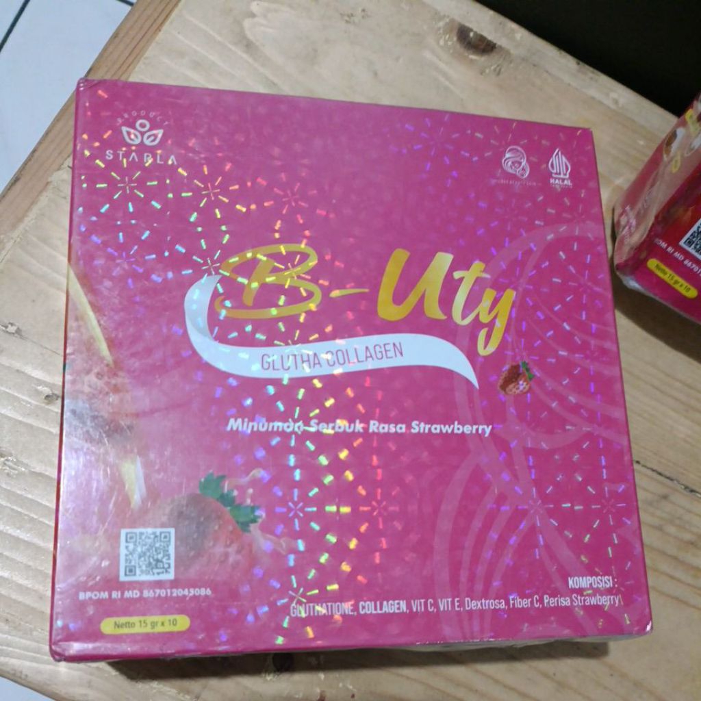 B-Uty Glutha collagen minuman serbuk rasa strawberry 15gx10 exp 12/01/2026