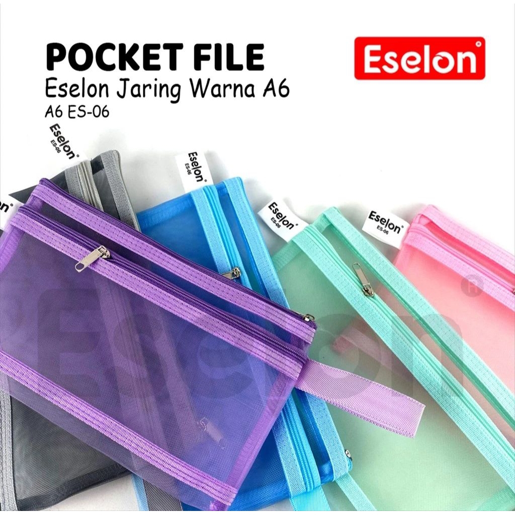 

Pocket File Transparan Jaring A6 Pastel Es-06 / pouch 2 resleting