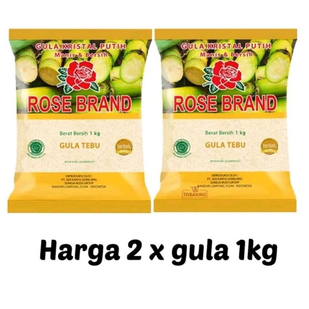 

2 Pcs Rose Brand Tebu Gula Pasir 1Kg