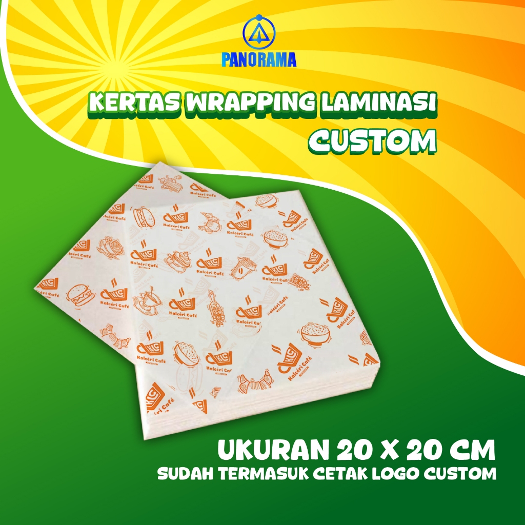9 rim - Custom Kertas Nasi Laminasi / Kertas Bungkus Nasi Kfc / Mcd 20 x 20 cm