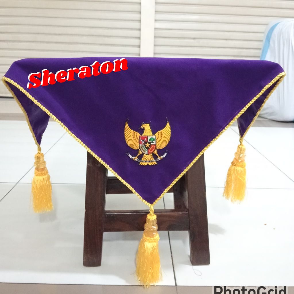 

alas baki paskibra alas baki upacara bendera warna ungu pake bandul premium