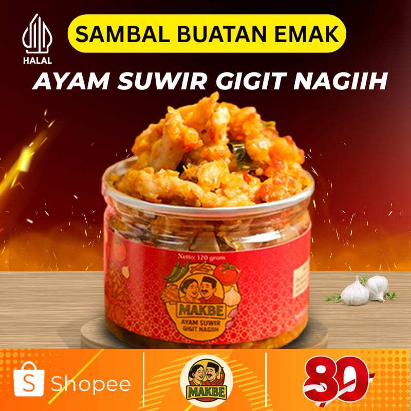 

Sambal Ayam Suwir Daun Jeruk 120 Gram - Sambel Makbe Ayam Suwir - Pedas Kemasan Kaleng Siap Makan Asli Homemade Enak Untuk Lauk - Aneka Spesial Sambal Murah Viral Nagih