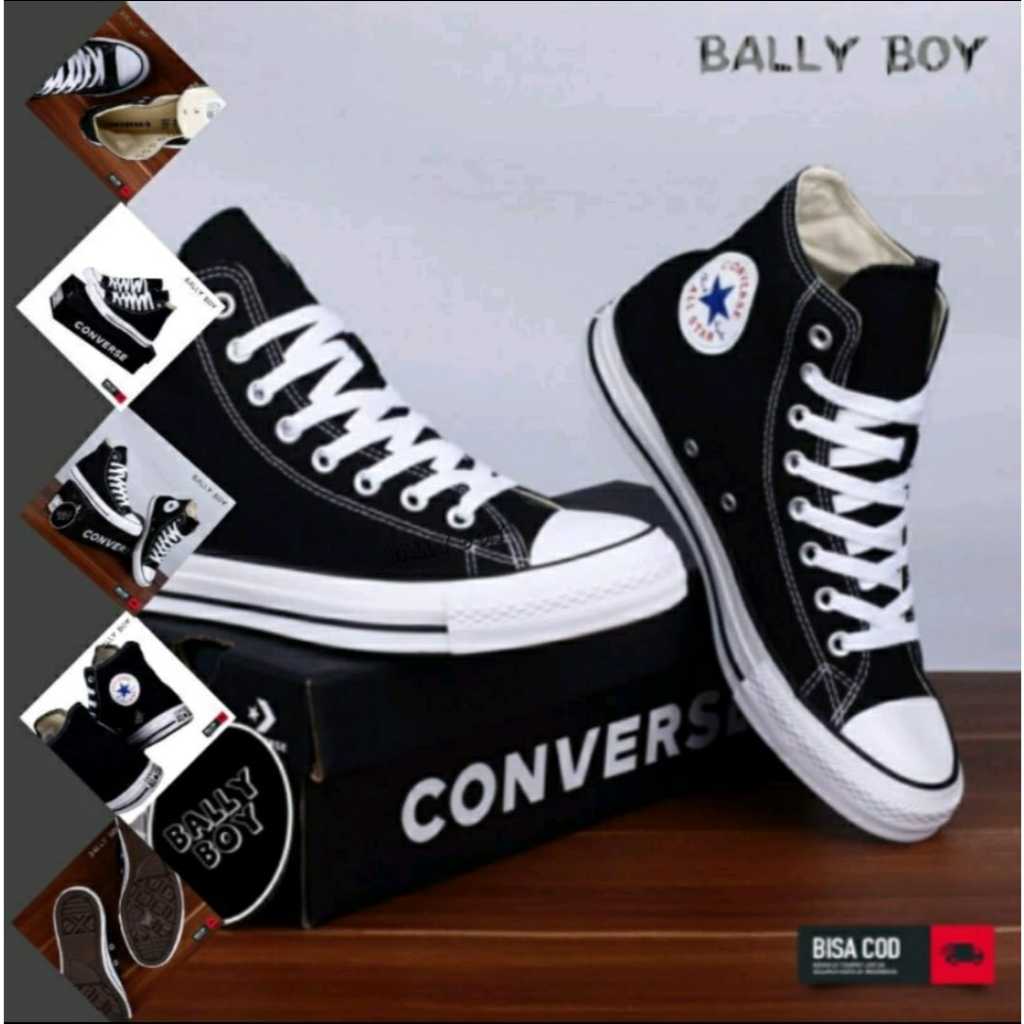 Sepatu All Star Convers Pria Wanita Hitam Polos Full Black