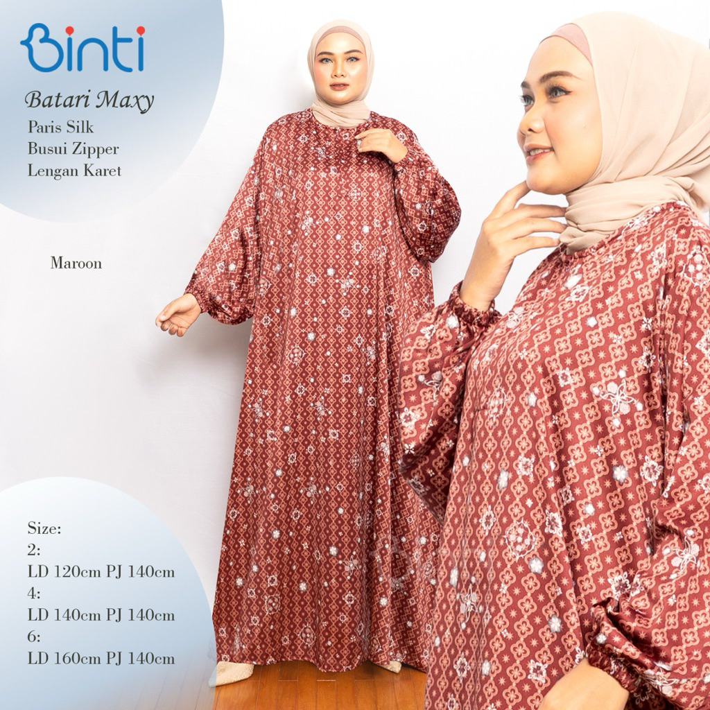 BATARI MAXY BINTI / GAMIS SILK JUMBO BIGSIZE UP TO 160 / DRESS JUMBO BUSUI / BAJU BESAR ABAYA MOTIF