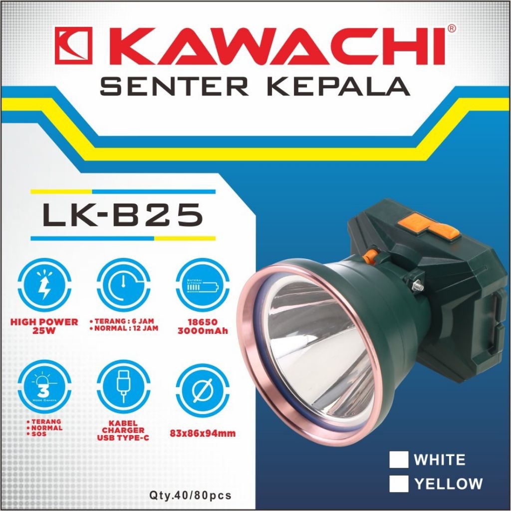 Senter Kepala Kawachi 25Watt Baterai 3000mAh LK-B25