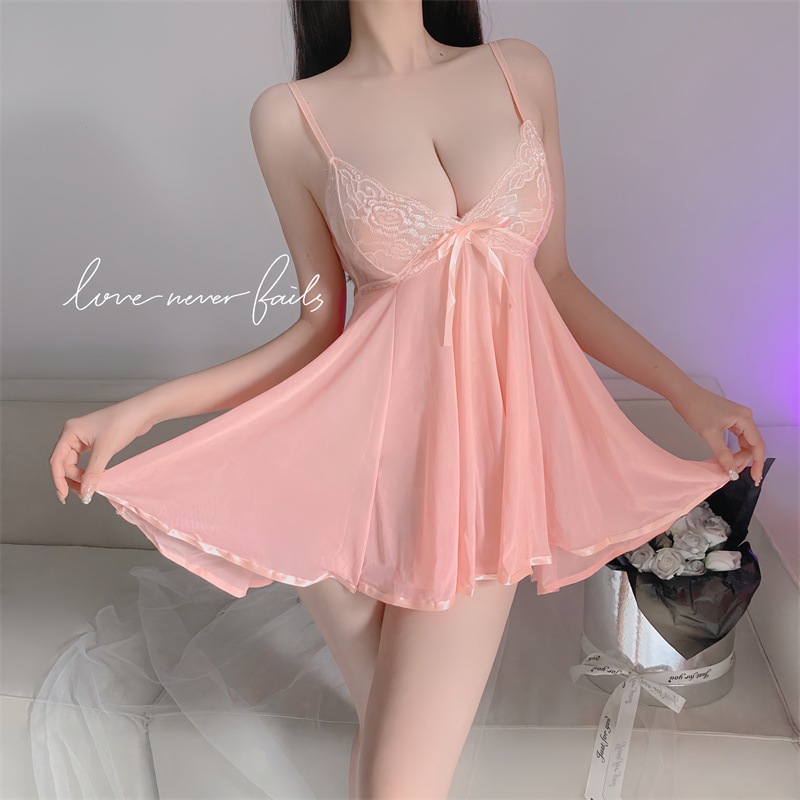 Yipao 918 Lingerie Sexy Semi Transparan Baju Tidur Dress Satin Transparan Nilon Wanita Baju Dinas Se