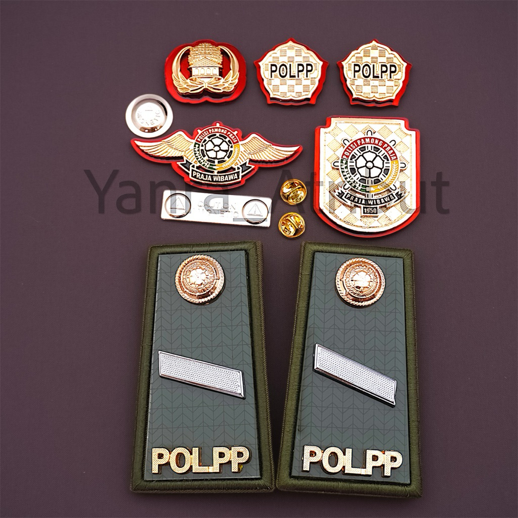 Atribut Paket Lengkap Satpol Pp Pin Korpri / Wing Pol pp / Monogram Pol pp / Kewenangan Pol pp Pangk