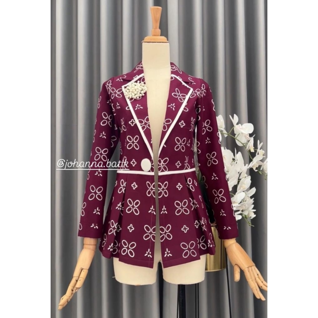 Blazer Atasan batik katun wanita | blus tunik batik kerja wanita fashion