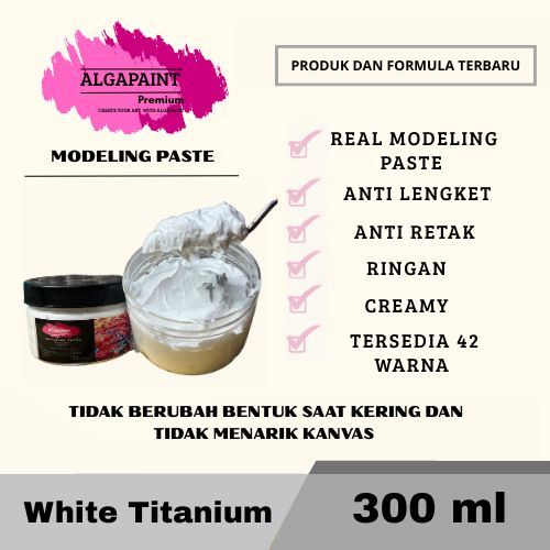 

Algapaint premium modeling paste WHITE TITTANIUM / sculpture / impasto /teksture art / tekstur / lukisan aesthetic / cat akrilik /painting / relief /water base