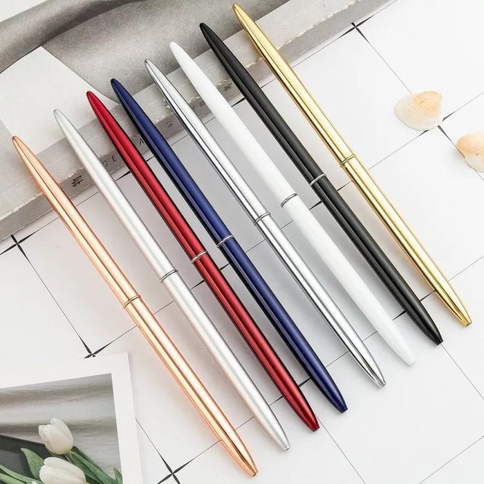 

Pulpen Logam Gold Rose Gold Slim Silver Shiny Metal Roll Ballpoint Pen Vintage Ball Pen