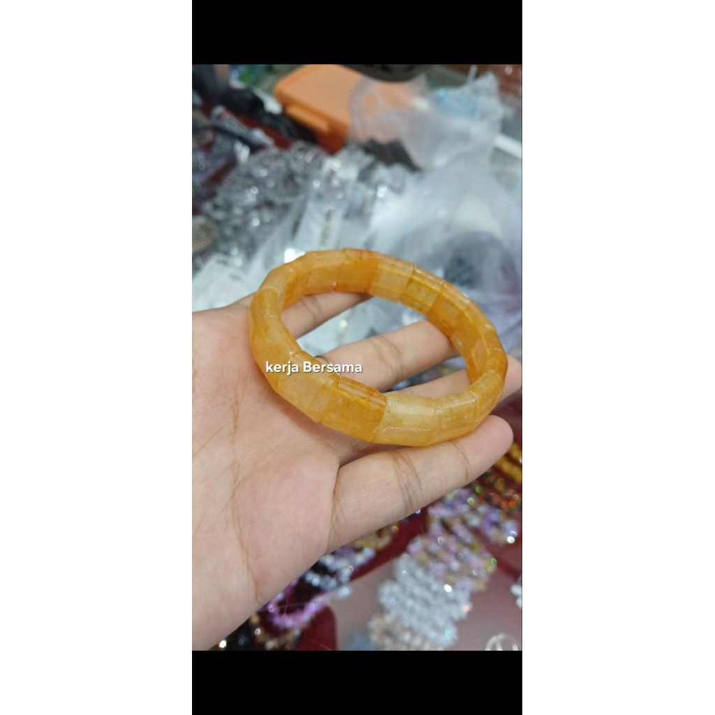 Gelang batu alam citrine kotak