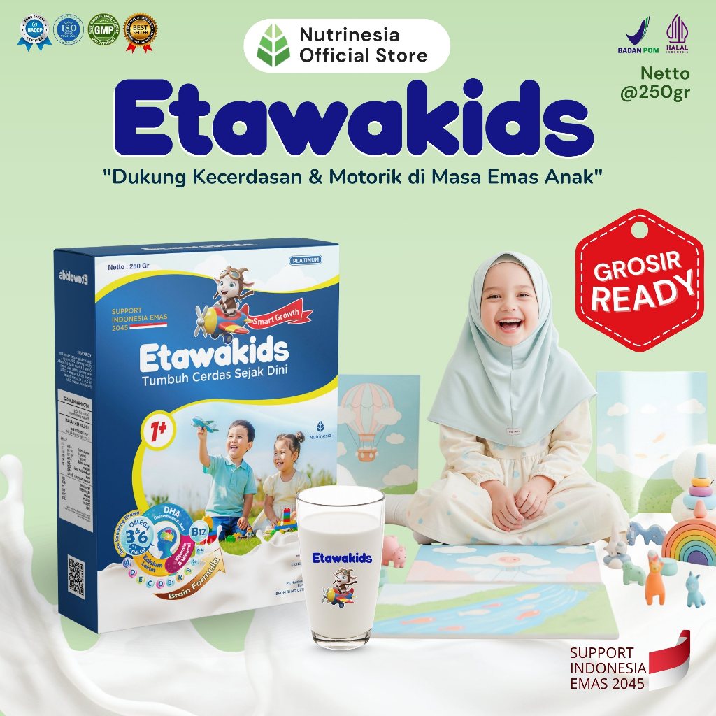 

Susu Anak Balita Cerdas Etawakids Platinum Brain Formula DHA, Omega 3 6 Untuk Bantu Motorik, Kecerdasan & Imunitas 1 Box