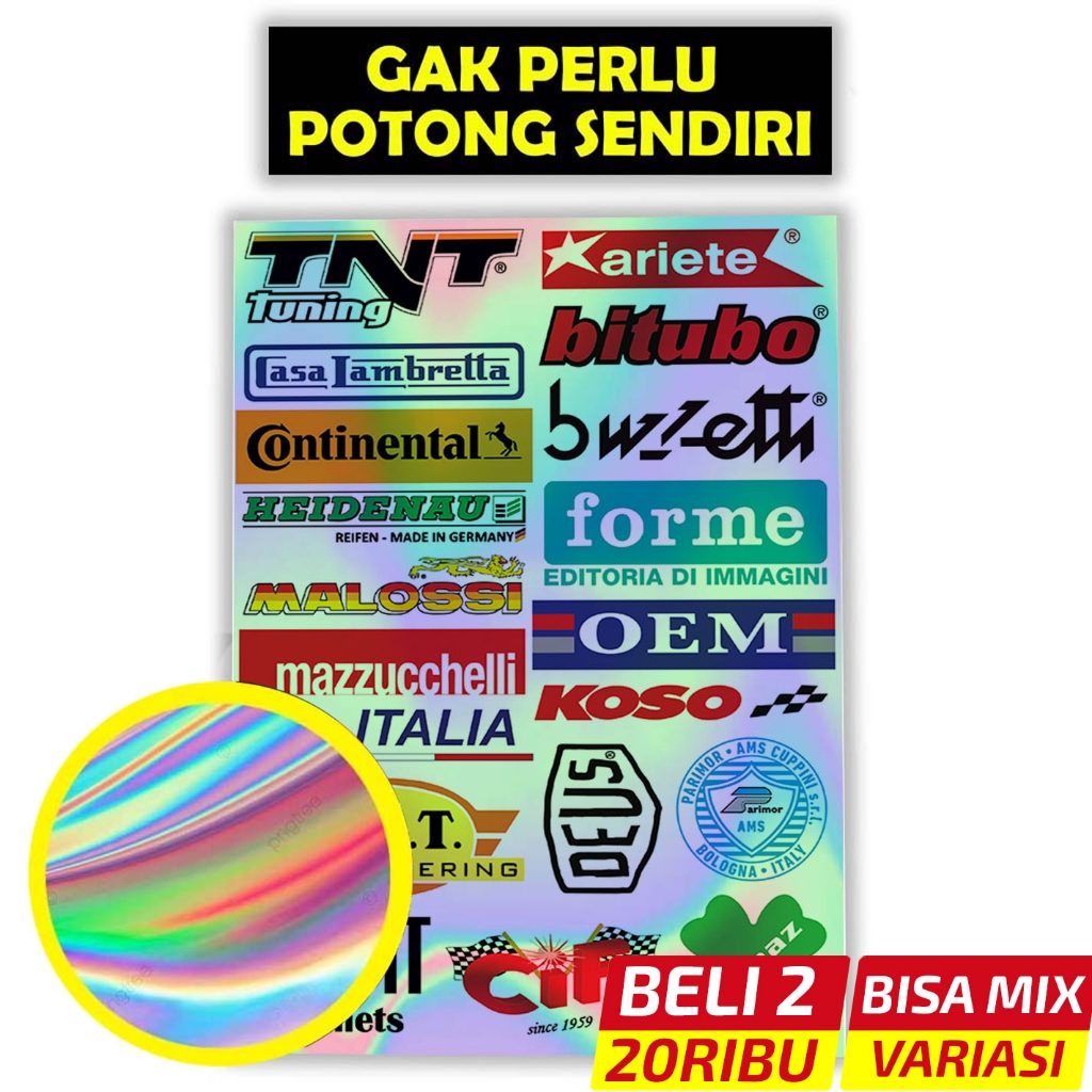 Stiker Racing Vespa Hologram | Sticker Brand Sparepart Motor Vespa Matic & Klasik