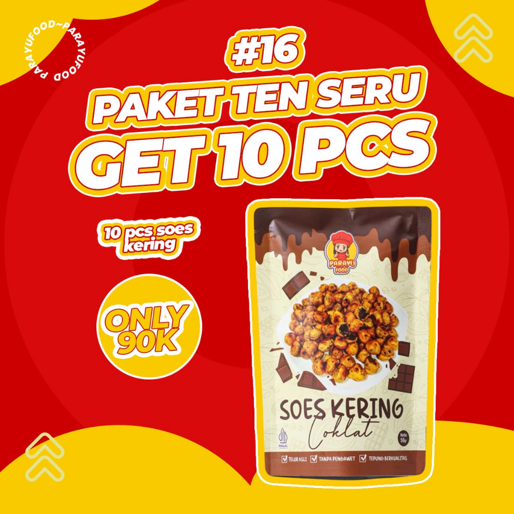 

Parayu Food - Paket 10 Pcs Soes Kering Coklat Khas Kue Kering Sus Coklat Super Lezat