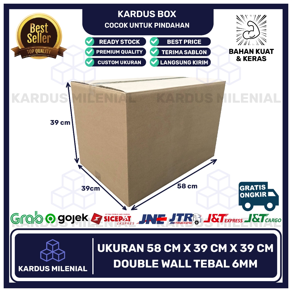 

KARDUS JUMBO BESAR PACKING 58x39x39 COCOK UNTUK PINDAHAN RUMAH/KANTOR DOUBLE WALL