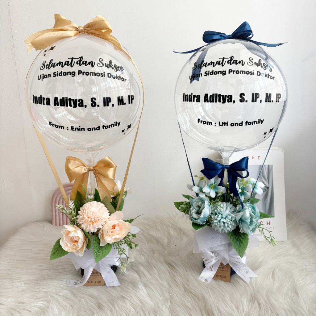 (READY/TIDAK PO) Buket balon mini ukurak kecil dengan boneka dan bunga