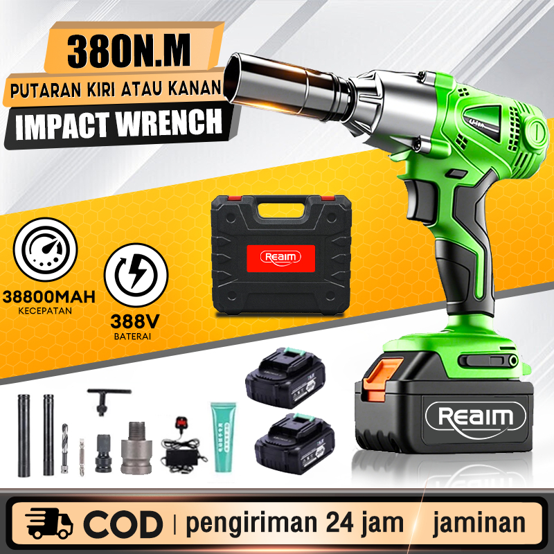 Cordless Impact wrench 288V 2 baterai cordless mesin pembuka baut ban bor set impak buka motor mesin
