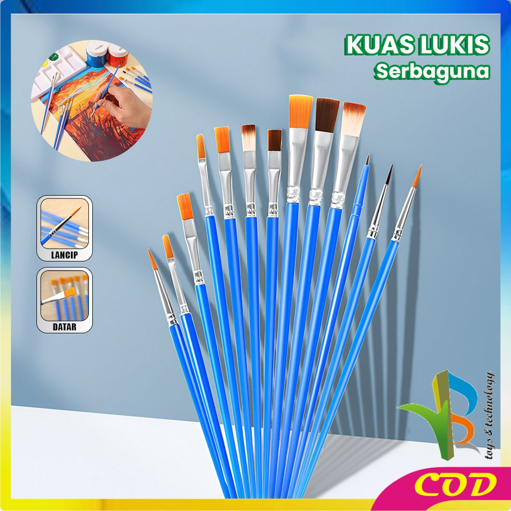 

EC RB-A98 Kuas Lukis Cat Air Paint Brush Nilon Ujung Pointed dan Flat / Kuas Kecil Lancip Datar Art Brush Cat Minyak Akrilik