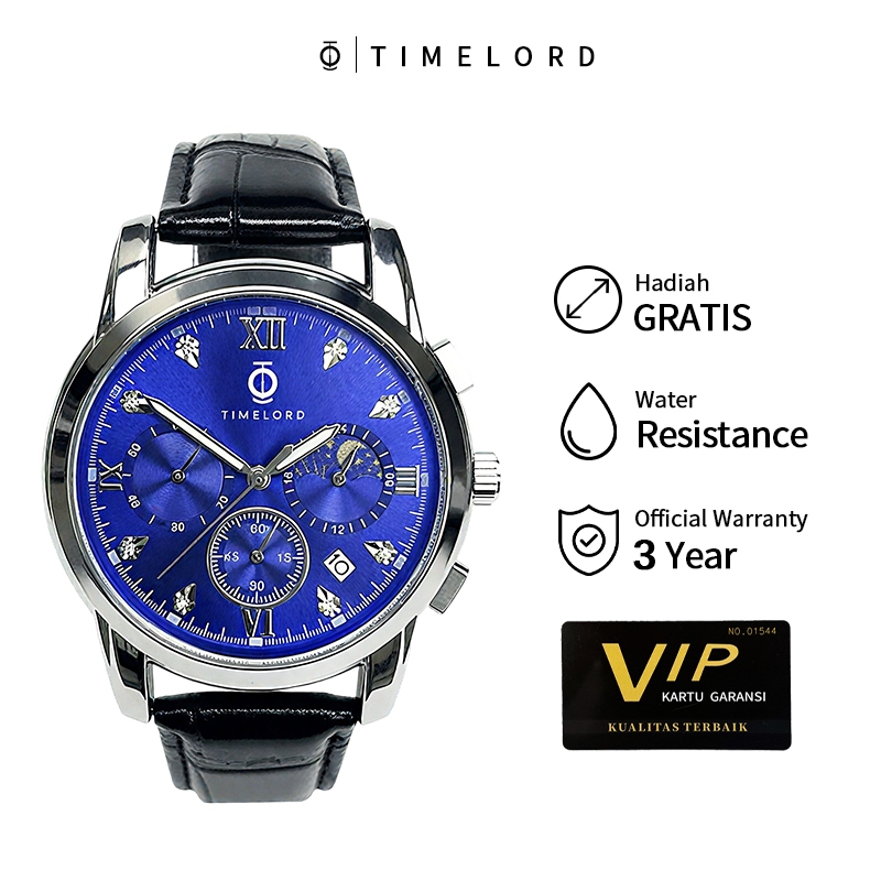 TIMELORD 1868 Jam Tangan Kuarsa Trendi Sederhana Kalender Baja Band Tahan Air Jam Tangan Pria