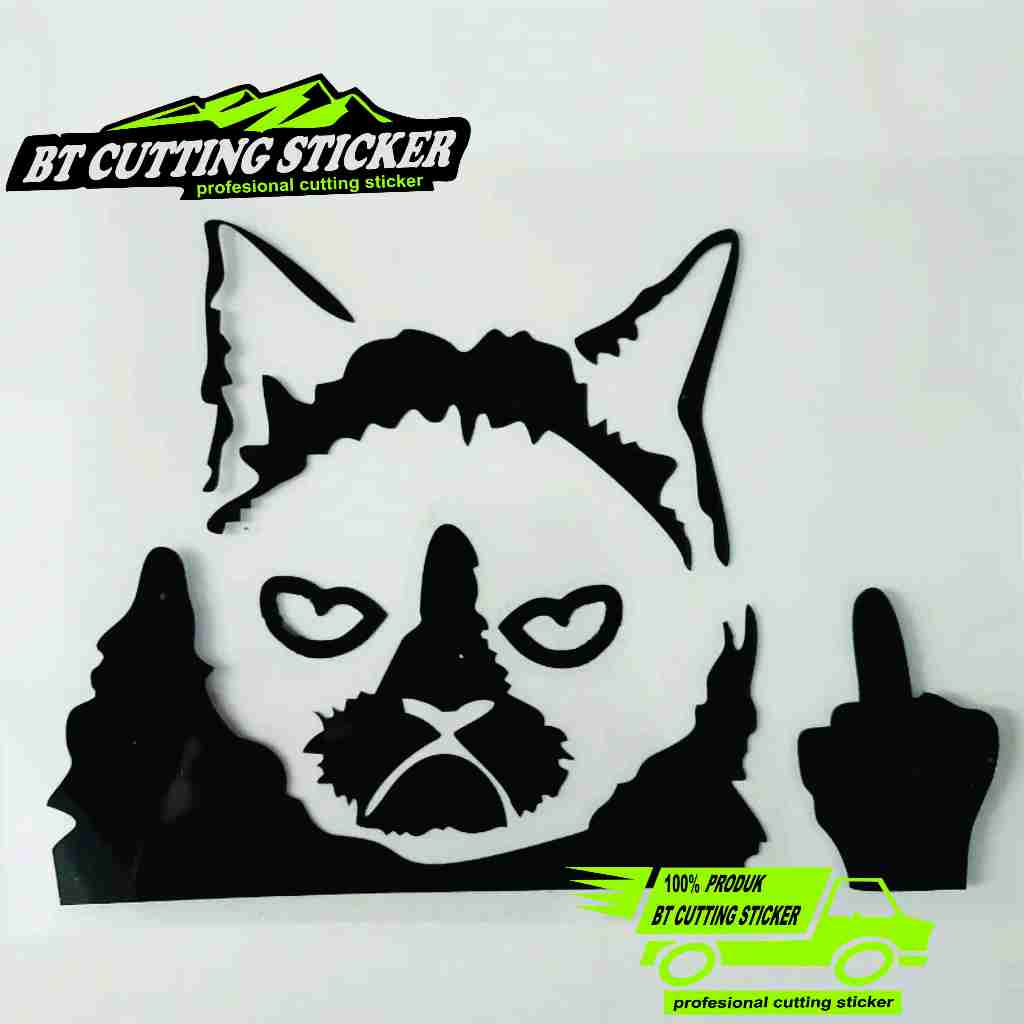sticker cutting kucing marah lucu stiker mobil kucing lucu