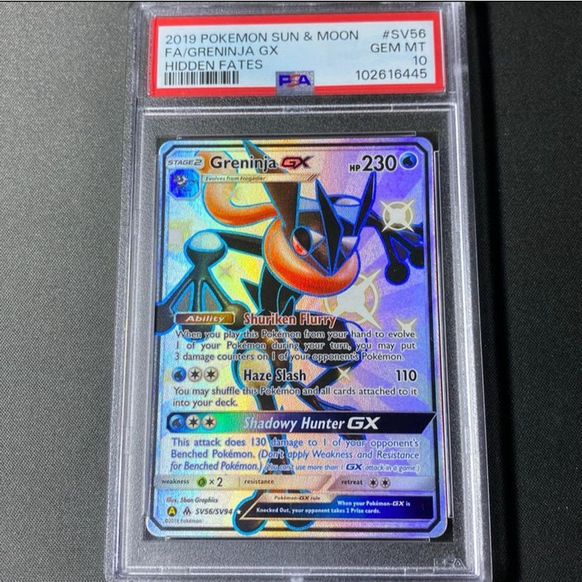PSA 10 Greninja GX UR EN Sun & Moon Hidden Fates FA Kartu Pokemon TCG English